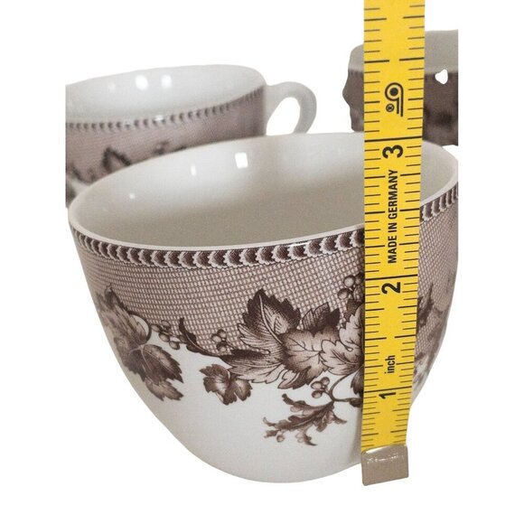 Spode Westbourne Williams-Sonoma Exclusive Tea Cups Set Of 4 Brown Leaf Design - Picture 3 of 10